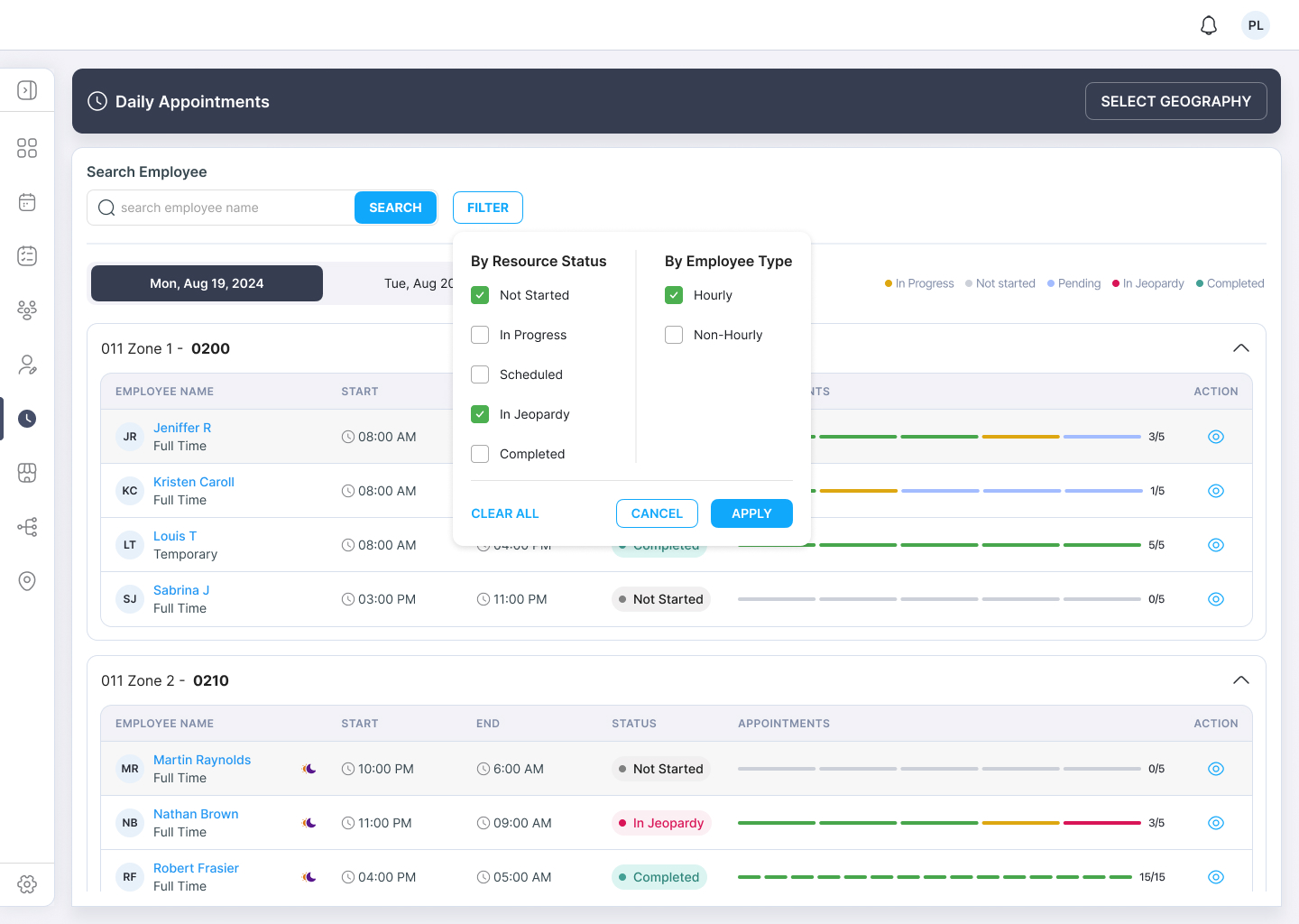 8 Daily Schedules - Filter